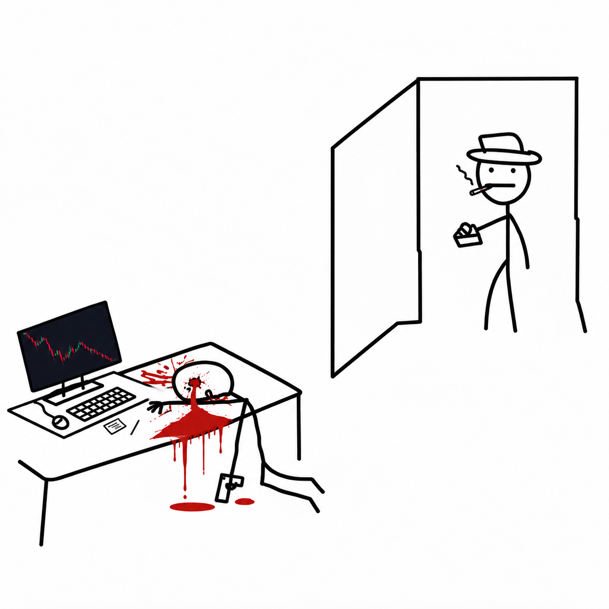The original Are ya winning, Son meme with a father at the doorway and a red trading chart